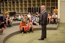 Joe Dorman, director of OICA, speaks to a Police Athletic League at Longfellow Middle School in Norman, Monday, July 10, 2017. - GARETT FISBECK
