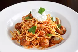 ?Spaghetti polpettine at Patrono, Tuesday, May 17, 2016. - GARETT FISBECK