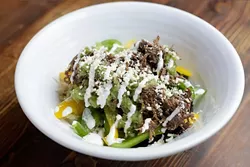 Beef barbacoa burrito bowl with sauteed pepper blend at Cultivar, Monday, Jan. 23, 2017. - GARETT FISBECK