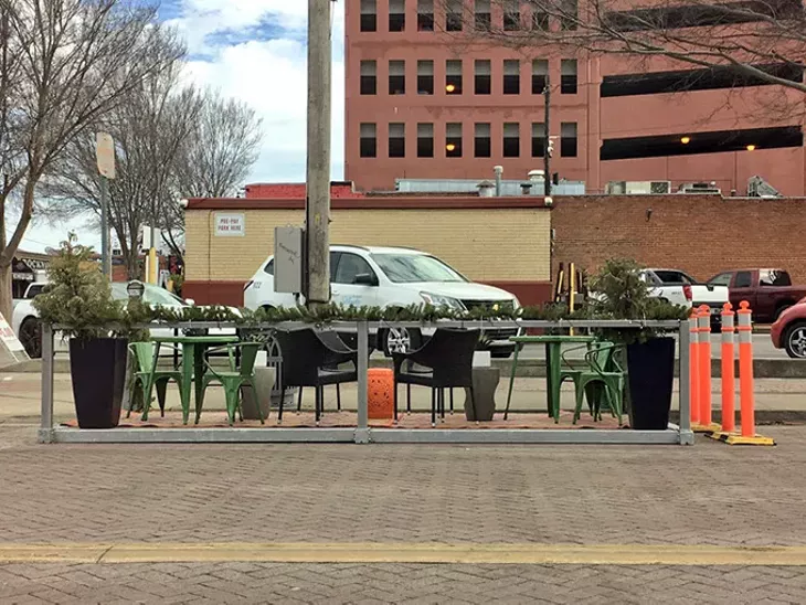 Downtown OKC, Inc. helped install what might be Bricktown’s first parklet. | Photo twitter.com/_bricktown / provided