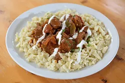 Kessel-Gulasch mit Spätzle at Royal Bavaria in Moore, Wednesday, Oct. 12, 2016. - GARETT FISBECK