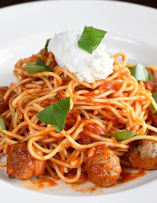 ?Spaghetti polpettine at Patrono, Tuesday, May 17, 2016. - GARETT FISBECK