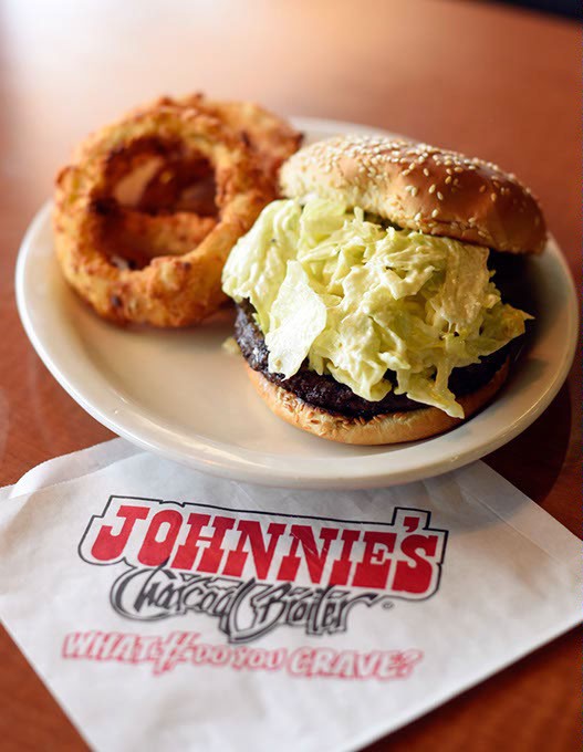 Caesar burger at Johnnie's Charcoal Broiler, Thursday, May 5, 2016. - GARETT FISBECK