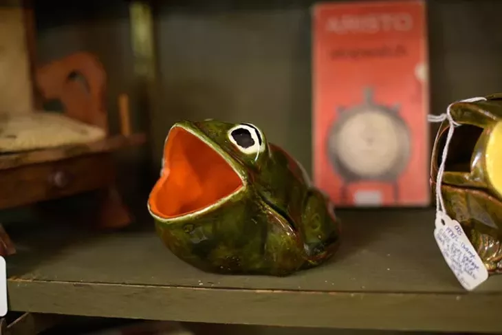 Ceramic frog at Decades Revisited, Monday, March 6, 2017. - GARETT FISBECK