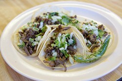 Carne asada tacos at Taqueria El Rey, Monday, Oct. 3, 2016. - GARETT FISBECK