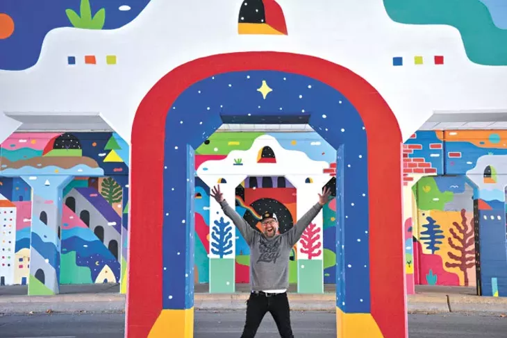 Kris Kanaly’s “Abstract Passages” contrasts with much of Bricktown’s public art. | Photo Jacob Threadgill