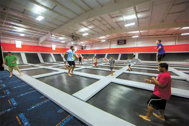 Adults and children as young as 7 years old can enjoy jumping in Elevation Trampoline Park’s massive indoor facility. | Photo Elevation Trampoline Park / provided