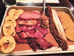 The bacon sampler includes eight versions of smoked pork, including bacon jam. (Photo Jacob Threadgill)