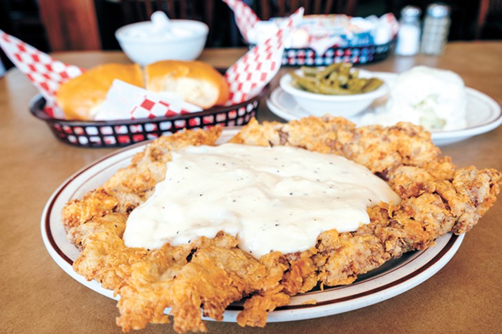 A large portion of chicken-fried steak is larger than the plate at Jimmy&#146;s Round-Up Cafe. (Photos provided)