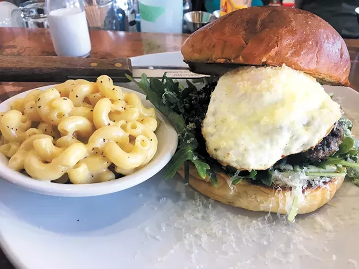Aurora’s signature burger with a side of macaroni and cheese - JACOB THREADGILL