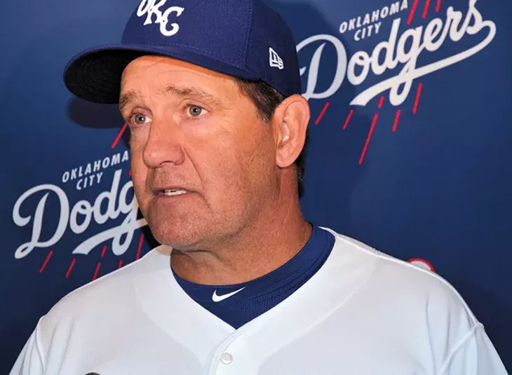 Oklahoma City Dodgers manager Bill Haselman discusses his team’s outlook during a preseason media day. - JACOB THREADGILL