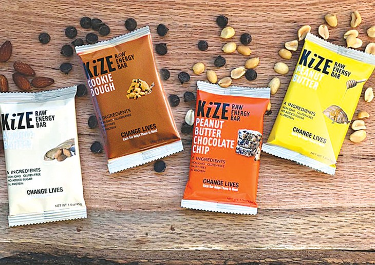 Almond butter, cookie dough, peanut butter chocolate chip and peanut butter are the best-selling Kize bars. - PHOTO PROVIDED