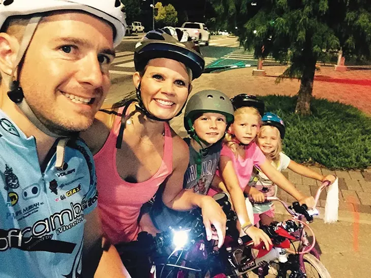 from left Jason, Erin, Gabe, Ava and Elin Engelke will participate in the Full Moon Bike Ride and Run June 21 for their fourth summer. - PROVIDED