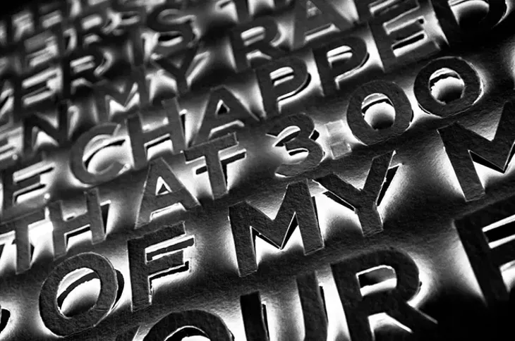 Light shines through the hand-carved words in Angie LaPaglia’s “Power” banner on handmade cotton paper. - TODD CLARK / PROVIDED