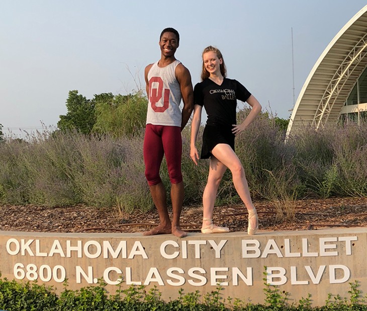 Ballet majors Micah Bullard and Caroline Young are the first OU students to be trainees with OKC Ballet as they continue their education and training at the university. - PROVIDED