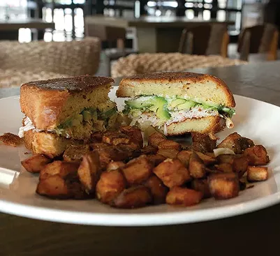 The California roll sandwich is served on housemade brioche bread. - ALEXA ACE