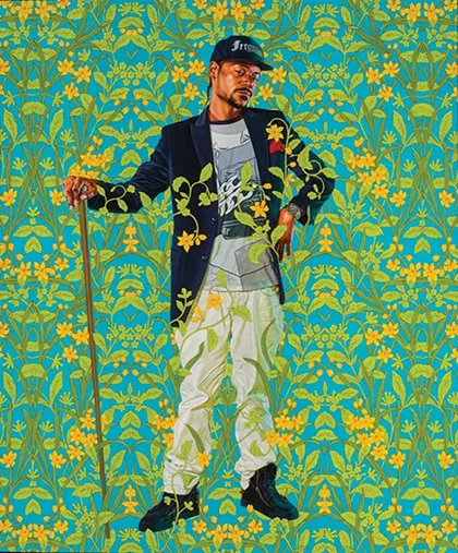 Kehinde Wiley’s “Jacob de Graeff” features Brincel Kape’li Wiggins Jr., a man Wiley met on the street in Ferguson, Missouri, in a pose reminiscent of Dutch painter Gerard ter Borch’s 1674 portrait of Amsterdam regent Jacob de Graeff. - JEAN-PAUL TORNO / PROVIDED