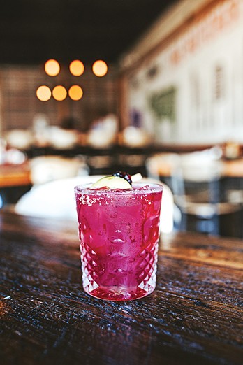 The Margi B cocktail features tequila, cassis, Curaçao, agave, blackberry and lime. - ALEXA ACE