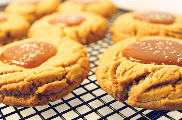 Peanut butter cookies topped with salted caramel at Sunshine Baking Company - PROVIDED