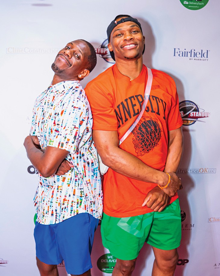 from left Deason poses with Why Not?’s other co-founder, former Oklahoma City Thunder point guard Russell Westbrook. - PROVIDED