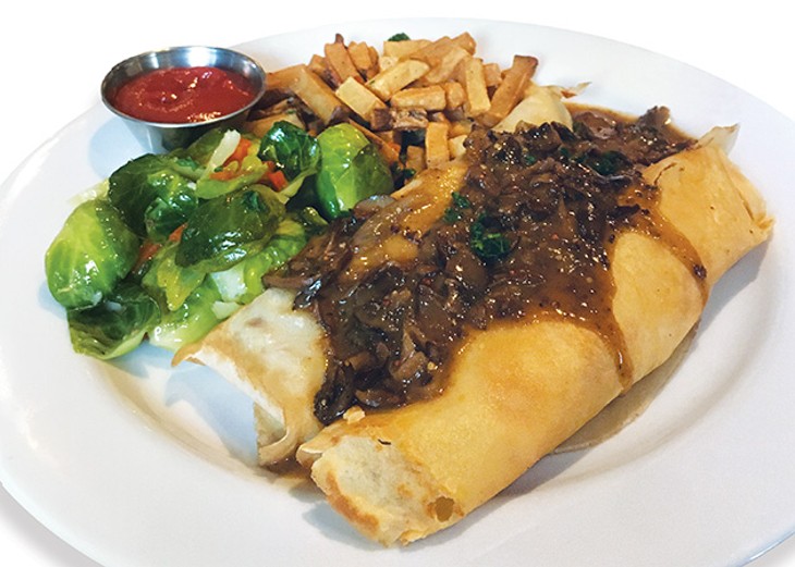 Crêpe of the day topped with wild mushroom sauce - JACOB THREADGILL