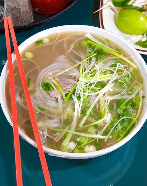 The #3 rare steak noodle soup at Pho Thai Nguyen. (Mark Hancock)