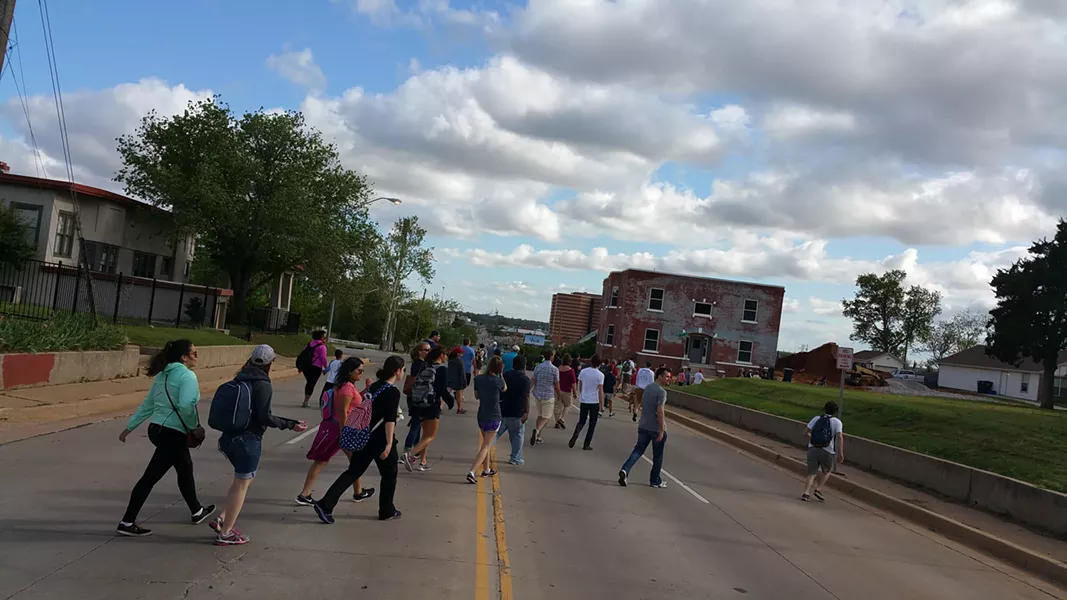 The first Trailhead urban hike completed a 6.2 mile journey through downtown Oklahoma City. - BEN FELDER