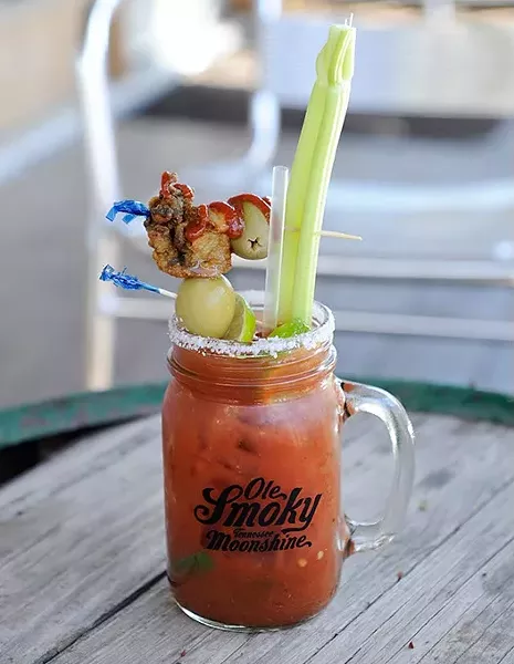Jalepeno Moonshine Bloody Mary at Hillbillie Po Boy's in Oklahoma City, Thursday, March 26, 2015. - GARETT FISBECK