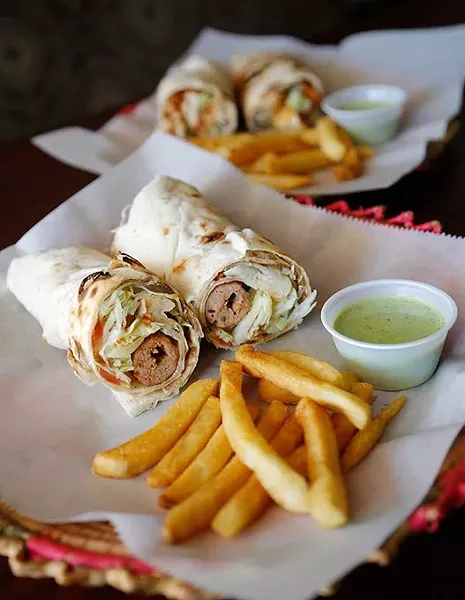 Naan kabob wrap at Kabob-N-Curry in Oklahoma City, Thursday, April 30, 2015. - GARETT FISBECK
