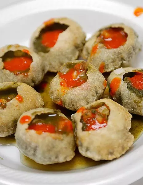 Pani Puri at Rasoi Chaat Cafe in Oklahoma City, Wednesday, April 29, 2015. - GARETT FISBECK