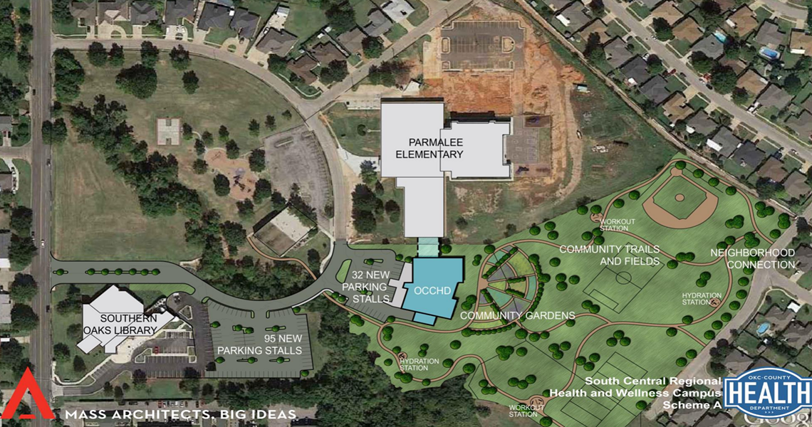 A rendering of a proposed health and wellness center next to Parmalee Elementary. (Provided0