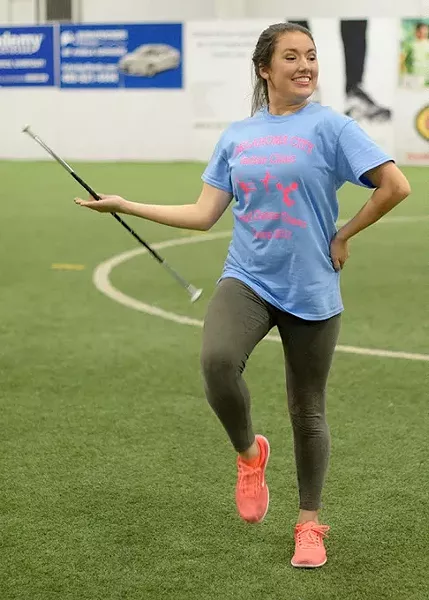 Haylee Chiariello twirls a baton at Indoor Soccer Arenas, Tuesday, March 14, 2017. - GARETT FISBECK
