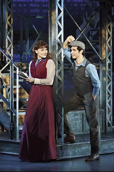 Newsies, a Disney Theatrical Production under the direction of Thomas Schumacher presents Newsies, music by Alan Menken, lyrics by Jack Feldman, book by Harvey Fierstein, starring Joey Barreiro (Jack Kelly), Steve Blanchard (Joseph Pulitzer), Morgan Keene (Katherine Plumber), Aisha de Haas (Medda Larkin), Stephen Michael Langton (Davey), Zachary Sayle (Crutchie), John Pitera or Ethan Steiner (Les) under the direction of Jeff Calhoun, choreographed by Christopher Gattelli, North American Tour - DEEN VAN MEER