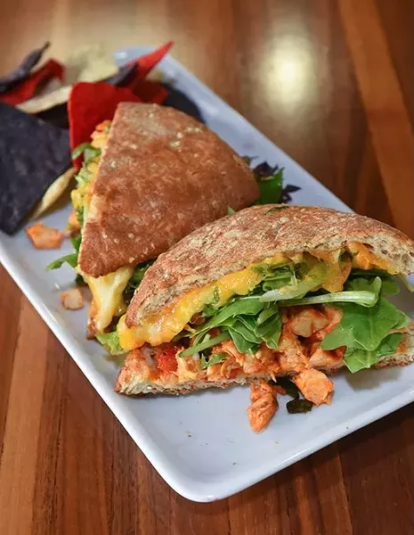 Sriracha Chicken Sandwich, at the Downtown OKC Coolgreens, 9-11-15. - MARK HANCOCK