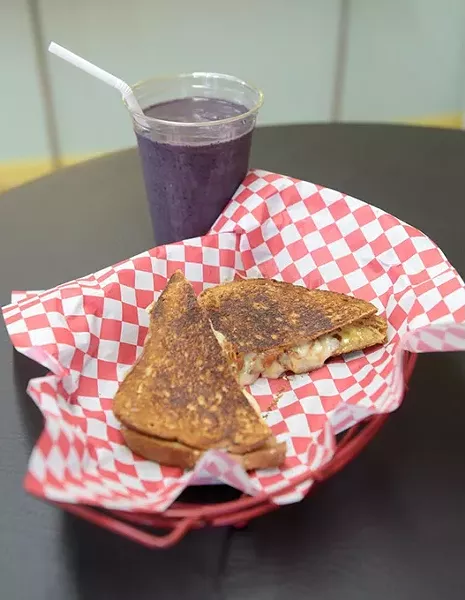 Grilled cheese and Green Machine at Bay Street Bistro & Smoothie Bar in Norman, Wednesday, Dec. 21, 2016. - GARETT FISBECK
