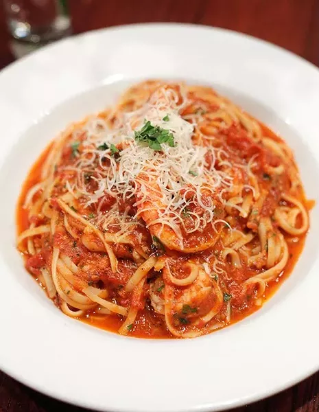 Shrimp Fra Diavolo at Moni's Pasta and Pizza in Edmond, Tuesday, March 28, 2017. - GARETT FISBECK