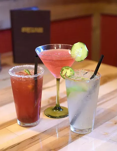 Cucumber Cosmo, Straberry Jalepeno Margarita, and Creole Club Special at Brent's Cajun in Edmond, Tuesday, April 25, 2017. - GARETT FISBECK