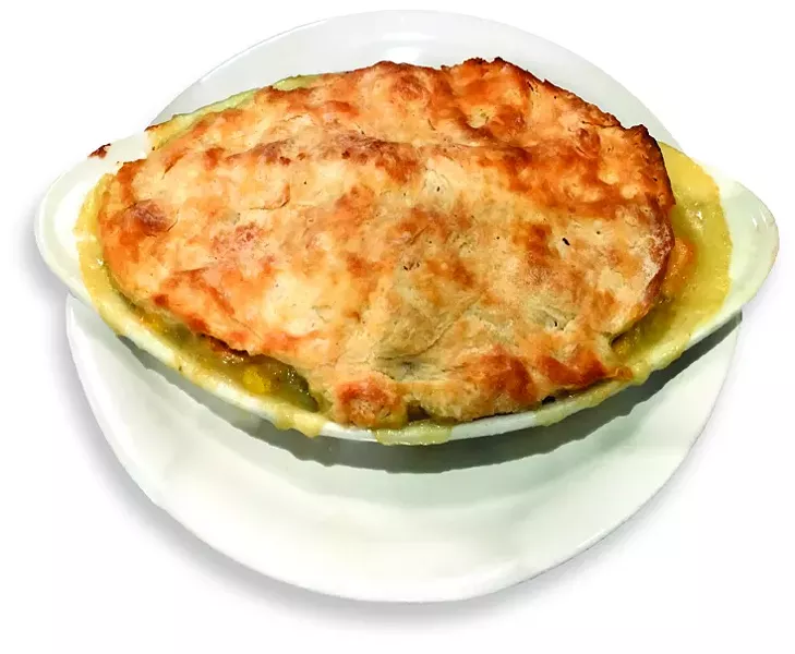 The chicken potpie gets a biscuit crust. - JACOB THREADGILL