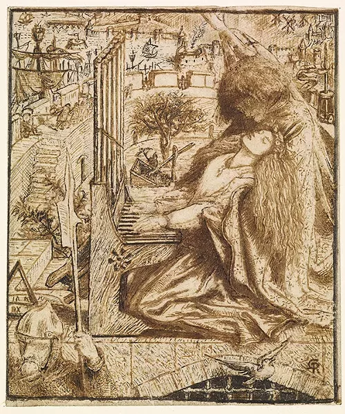 “Design for the ‘Moxon Tennyson’” by Dante Gabriel Rossetti. - IMAGE OKLAHOMA CITY MUSEUM OF ART / BIRMINGHAM MUSEUMS TRUST / PROVIDED