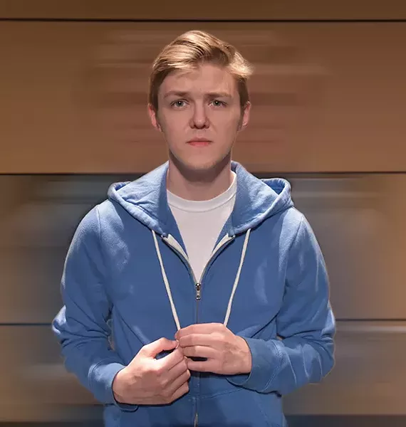 Cameron Law plays Christopher Boone in CityRep’s production of The Curious Incident of the Dog in the Night-Time April 4-7 at Civic Center Music Hall’s Freede Little Theatre. - MUTZPHOTOGRAPHY.COM / PROVIDED