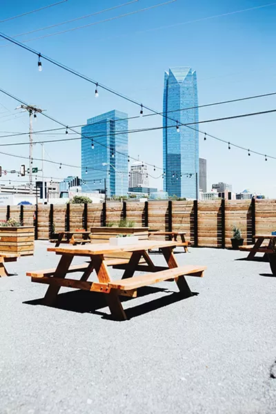 Angry Scotsman Brewing’s expansive patio offers beautiful views of downtown Oklahoma City. - ALEXA ACE