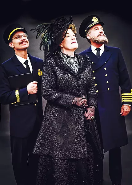 Charlie Monnot as Harold Bride, Barbara Fox DeMaio as Ida Straus and Jeffrey Ambrosini as Captain E.J. Smith in Lyric Theatre’s Titanic: The Musical - K. TALLEY PHOTOGRAPHY / PROVIDED