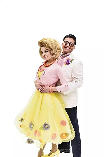 Janet Weiss (Emily J. Pace) and Brad Majors (Antonio Rodriguez) in a mansion full of sexually adventurous weirdoes in The Rocky Horror Show. - K. TALLEY PHOTOGRAPHY / PROVIDED