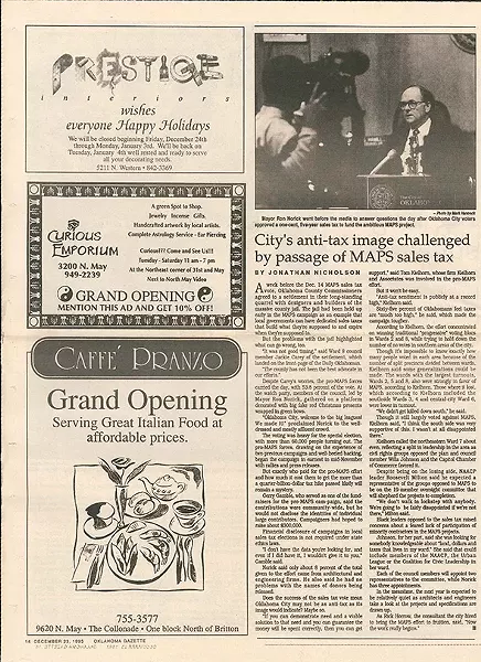 the article after the first MAPS passed the vote in Dec. 1993 - PHOTO GAZETTE/FILE