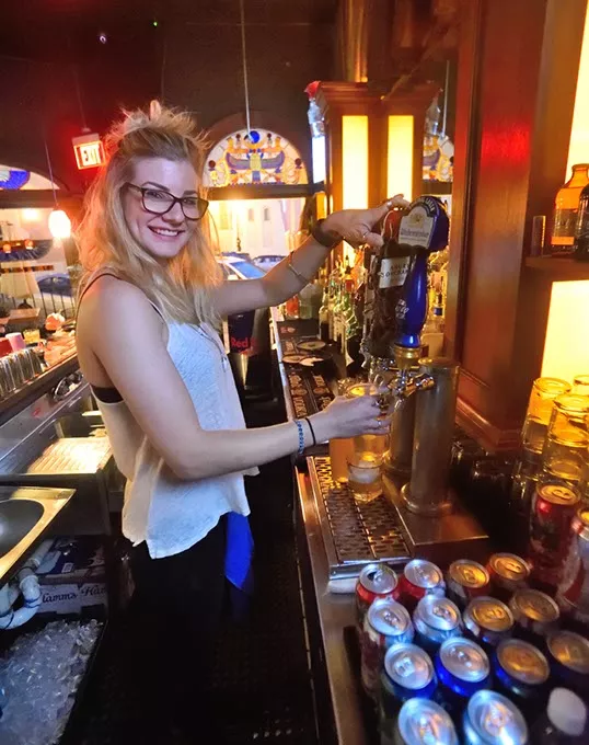 Carrera Smith draws a couple of beverages at her long time post at The Other Room in the Paseo District of OKC, 11-20 15. - MARK HANCOCK