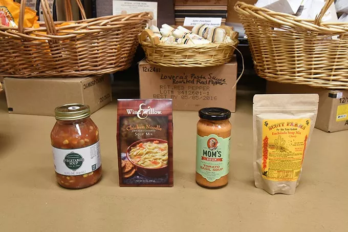 A lineup of soups at Gourmet Gallery in Northpark Mall, Oklahoma City, 12-14-15. - MARK HANCOCK
