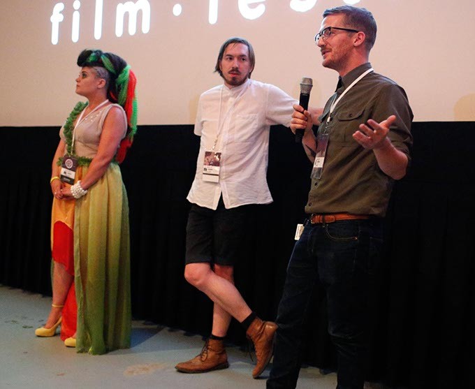 Filmmakers Leslie Hensley, Daniel Giles Helm, and Tate James talk about their films during the DeadCENTER Film Festival at Harkins Theatre in Oklahoma City, Thursday, June 11, 2015. - GARETT FISBECK