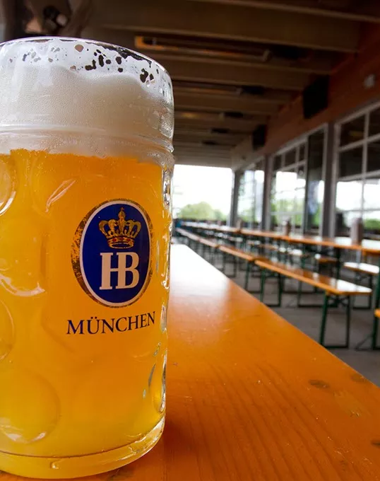 Large Beer on Fassler's hall Picnic tables in their patio area in Oklahoma City, Monday, July 6, 2015 - KEATON DRAPER
