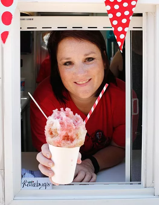 Melissa Morgan poses for a photo at Katiebug's Shaved Ice in Edmond, Tuesday, July 28, 2015. - GARETT FISBECK