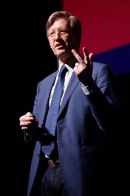 Joseph Thompson, of The Mass CoCA Confluence, speaks during the Creativity World Forum at the Civic Center in Oklahoma City, Tuesday, March 31, 2015. - PHOTO BY GARETT FISBECK